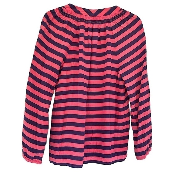 Lilly Pulitzer Pink/Navy Striped Elsa Silk Blouse, M - Picture 5 of 13